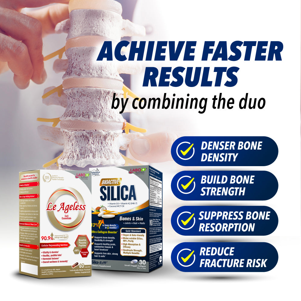 LABO Nutrition Bioactive Silica + Le Ageless Placenta peptides—Stronger Bones & Anti-Aging - Lifestream Group US