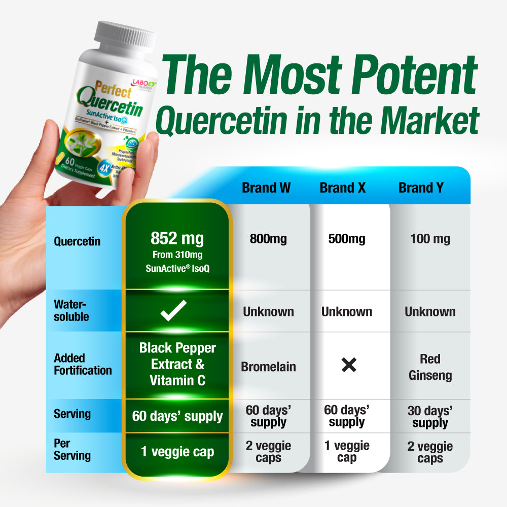 LABO Nutrition Perfect Quercetin for Immune Lung Respiratory Sinus Congestion Allergy - Lifestream Group US