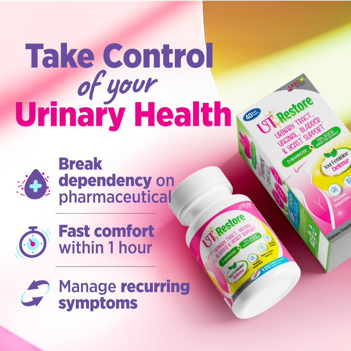 LABO Nutrition UTRestore D-Mannose &amp; Green Tea Extract 70% EGCG, Urinary Tract Health for Women, Bladder Support with Vitamin C, 40 Days Supply, Vegan, Fast-Acting, Flush, Cleanse, Halal Certified - Lifestream Group US