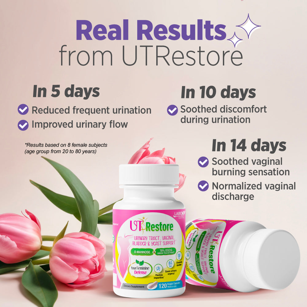 LABO Nutrition UTRestore D-Mannose &amp; Green Tea Extract 70% EGCG, Urinary Tract Health for Women, Bladder Support with Vitamin C, 40 Days Supply, Vegan, Fast-Acting, Flush, Cleanse, Halal Certified - Lifestream Group US