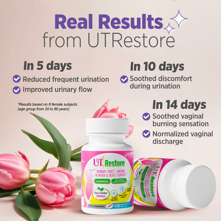 LABO Nutrition UTRestore D-Mannose &amp; Green Tea Extract 70% EGCG, Urinary Tract Health for Women, Bladder Support with Vitamin C, 40 Days Supply, Vegan, Fast-Acting, Flush, Cleanse, Halal Certified - Lifestream Group US
