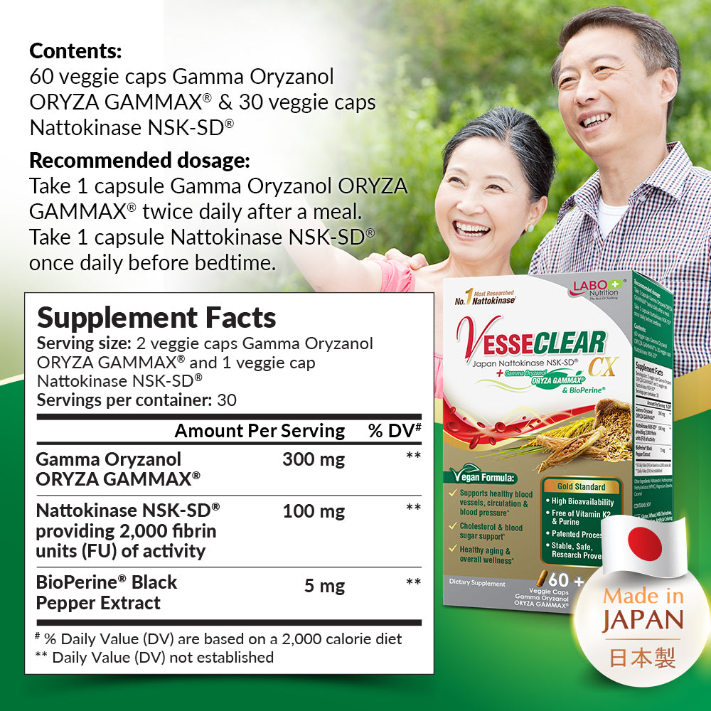 LABO Nutrition VesseCLEAR 确保通CX Nattokinase-Dissolve Clot for Blood Pressure Cholesterol - Lifestream Group US