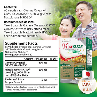 LABO Nutrition VesseCLEAR 确保通CX Nattokinase-Dissolve Clot for Blood Pressure Cholesterol - Lifestream Group US