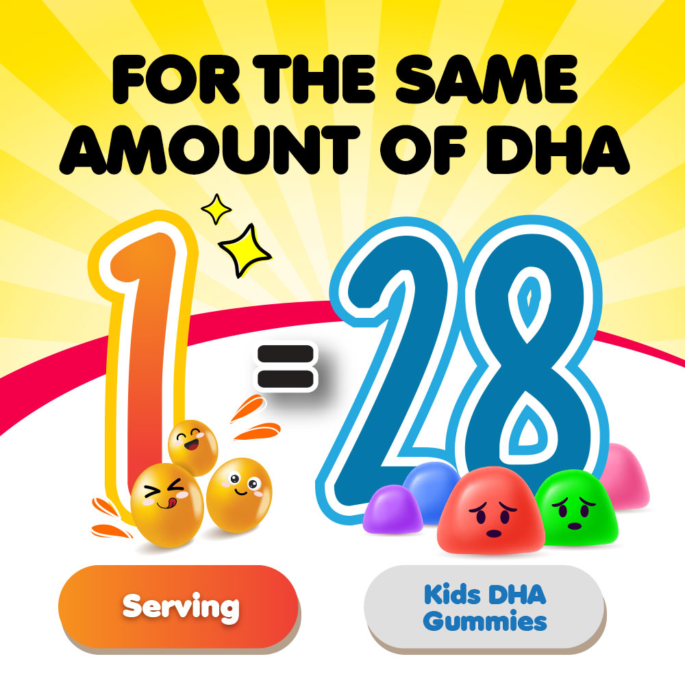 LABO Nutrition I ♥ My Kids Brain &amp; Bones Chewable Burstlet, Orange - 76% Ultra-concentrated rTG Form Omega 3 DHA Fish Oil, Vitamin D3 &amp; K2 for Brain - Lifestream Group US