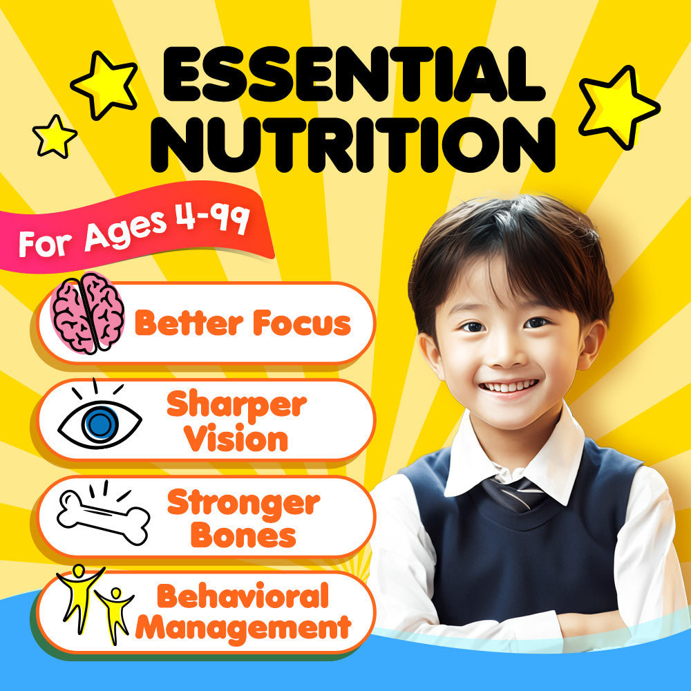LABO Nutrition I ♥ My Kids Brain &amp; Bones Chewable Burstlet, Orange - 76% Ultra-concentrated rTG Form Omega 3 DHA Fish Oil, Vitamin D3 &amp; K2 for Brain - Lifestream Group US