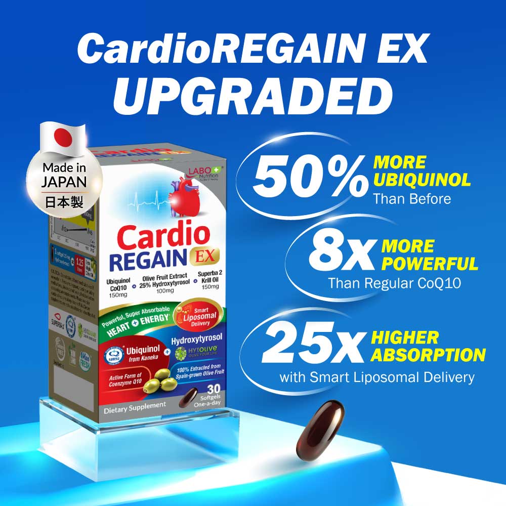 LABO CardioREGAIN EX Ubiquinol CoQ10-Heart Health Energy & Healthy Blood Pressure - Lifestream Group US
