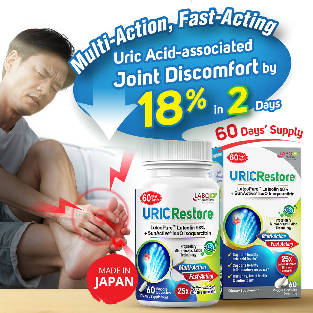 LABO URICRestore - Uric Acid Cleanse & Support, Joint Discomfort Relief, Kidney Support, Powerful Antioxidant, Research-Backed Formula, Immediate Relief, 1 Capsule Daily, 2 Months Supply - Lifestream Group US