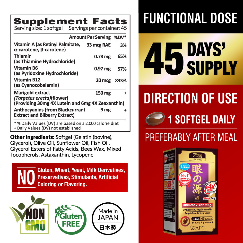 AFC Ultimate Vision PRO 4X Free Form Lutein 4X Eye Supplement Floater Glaucoma Strain (INTENSIVE) - Lifestream Group US