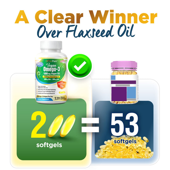 LABO Nutrition OmaxPure Vegan Omega 3 DHA EPA - Algae Fish Oil Alternative for Heart Brain Eye Joint Health 120 softgels - Lifestream Group US