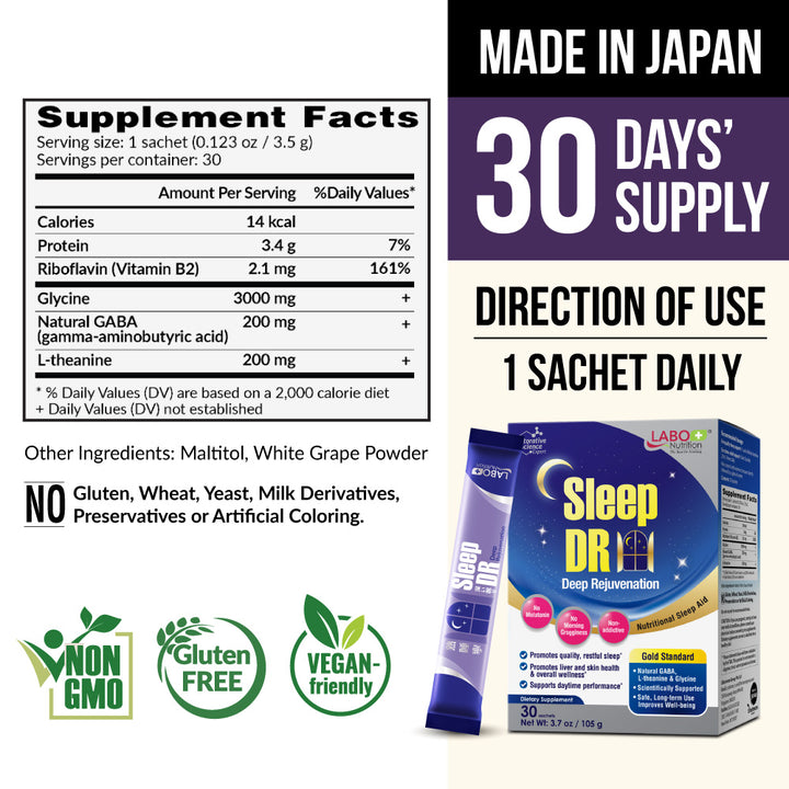 LABO Nutrition Sleep DR熟睡宁 - 失眠补充剂  含有天然 GABA  不含褪黑激素