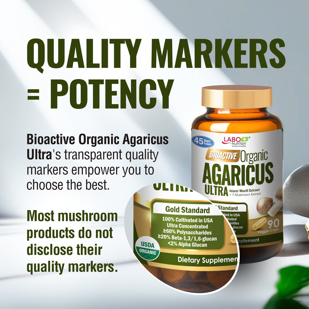 LABO Bioactive Organic Agaricus Blazei Murill+7 Mushroom Extracts-Immunity &amp; Blood Glucose - Lifestream Group US
