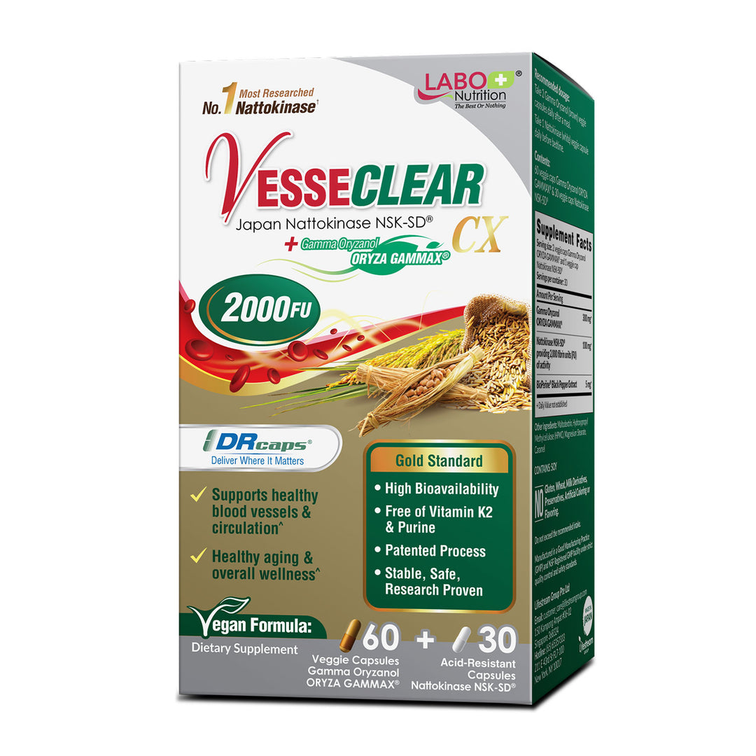 LABO Nutrition VesseCLEAR 确保通CX Nattokinase-Dissolve Clot for Blood Pressure Cholesterol - Lifestream Group US