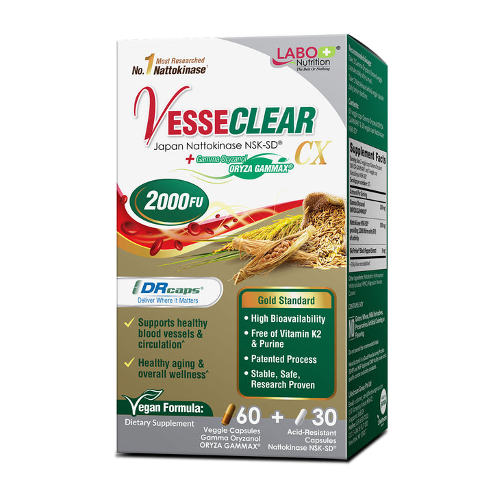 LABO Nutrition VesseCLEAR 确保通CX Nattokinase-Dissolve Clot for Blood Pressure Cholesterol - Lifestream Group US