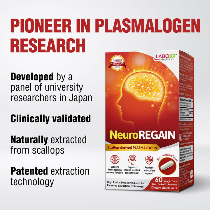 LABO Nutrition NeuroREGAIN – Scallop-Derived Plasmalogen Supplement for Memory, Focus &amp; Brain Health Support