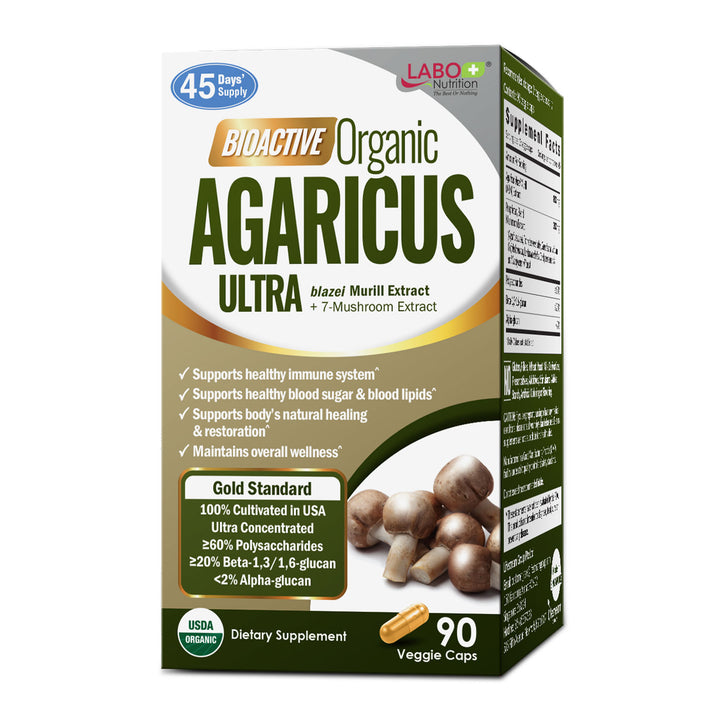 LABO Bioactive Organic Agaricus Blazei Murill+7 Mushroom Extracts-Immunity &amp; Blood Glucose - Lifestream Group US