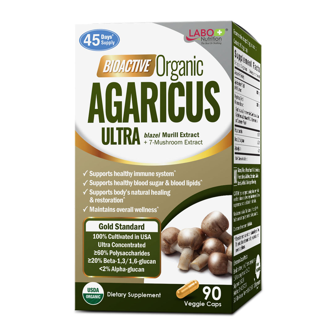 LABO Nutrition Bioactive Organic Agaricus Ultra for Advanced Immune Support, USDA Organic, 7 Medicinal Mushroom Supplement - Lifestream Group US