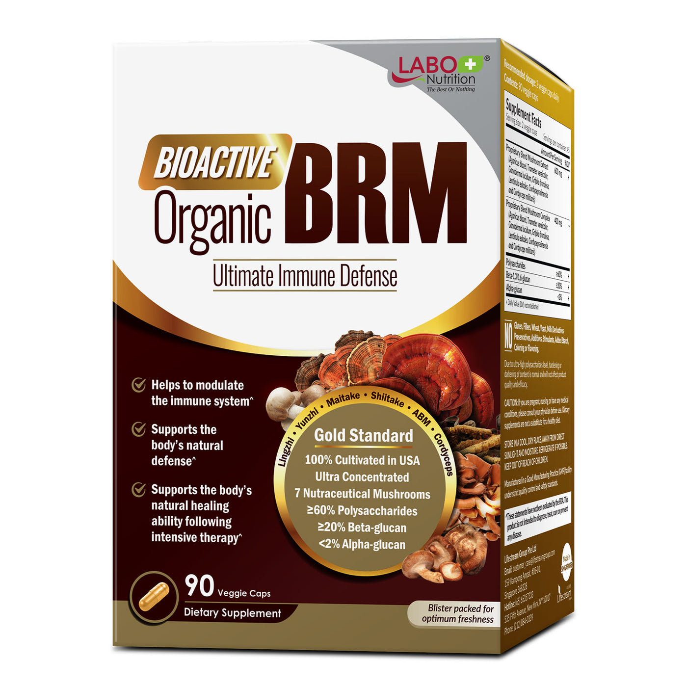 LABO Bioactive Organic BRM + 7 Mushroom Extracts-Advance Immune Health, Body Natural Healing - Lifestream Group US