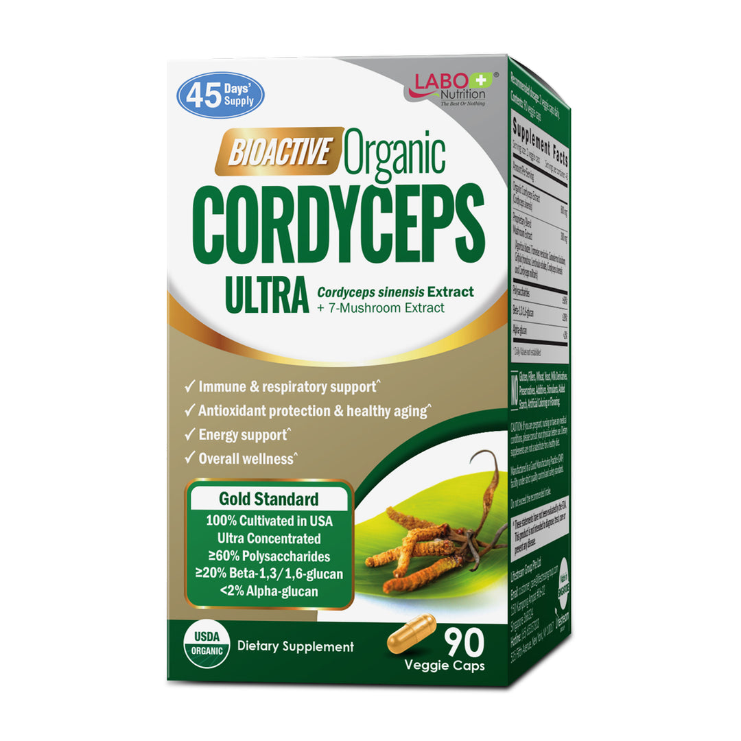 LABO Nutrition Bioactive Organic Cordyceps Ultra – 8 Medicinal Mushroom Supplement, for Immunity, Energy, Stamina, No Fillers - Lifestream Group US