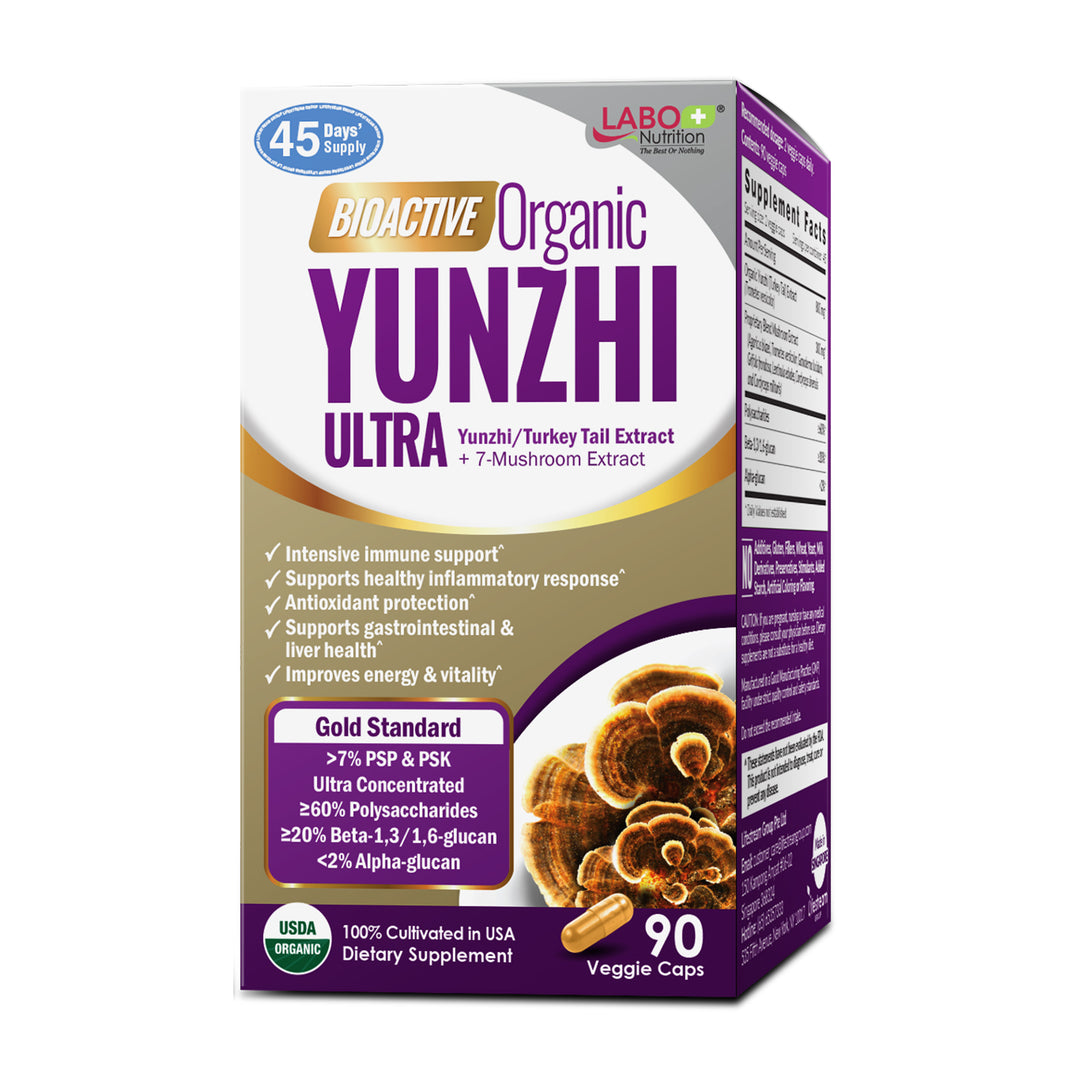 LABO Nutrition Bioactive Organic Yunzhi/ Turkey Tail Ultra, USDA Organic, 8 Medicinal Mushroom Supplement, For Immunity, No Fillers, Vegan - Lifestream Group US