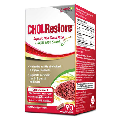 LABO Nutrition CHOLRestore – Red Yeast Rice with Phytosterol Health Supplement, Supports Healthy Cholesterol Levels & Cardiovascular System, Citrinin & Aflatoxin Free - Lifestream Group US