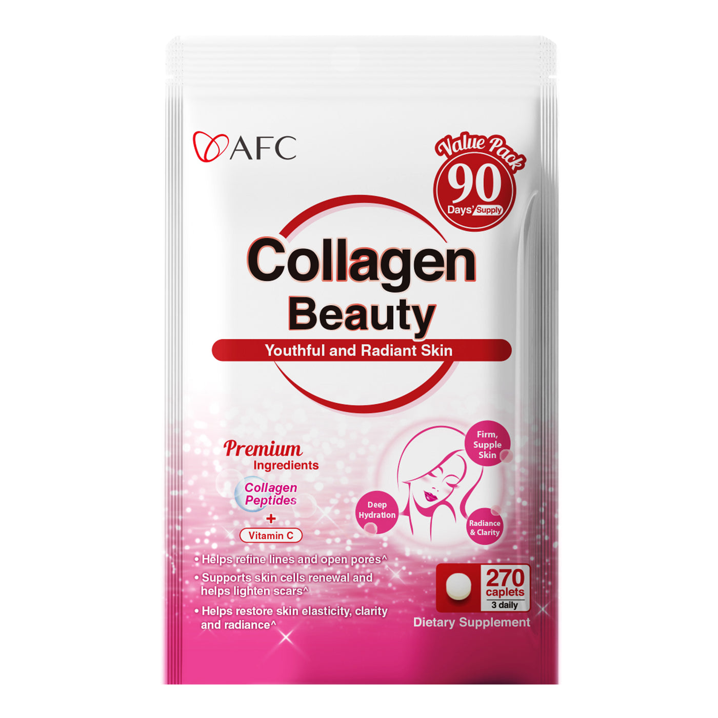 AFC Japan Collagen Beauty, 270ct Collagen Pills, for Anti-Aging, Skin, Hair, Nails and Joints Health, for Women & Men, Non-GMO, Premium Quality - Lifestream Group US