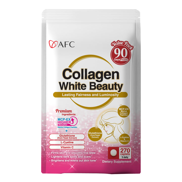 AFC Japan Collagen White Beauty with Marine Collagen Peptide, Glutathione, L-Cystine - 1.5X Better Absorption– for Skin Firmness &amp; Whitening - Lifestream Group US