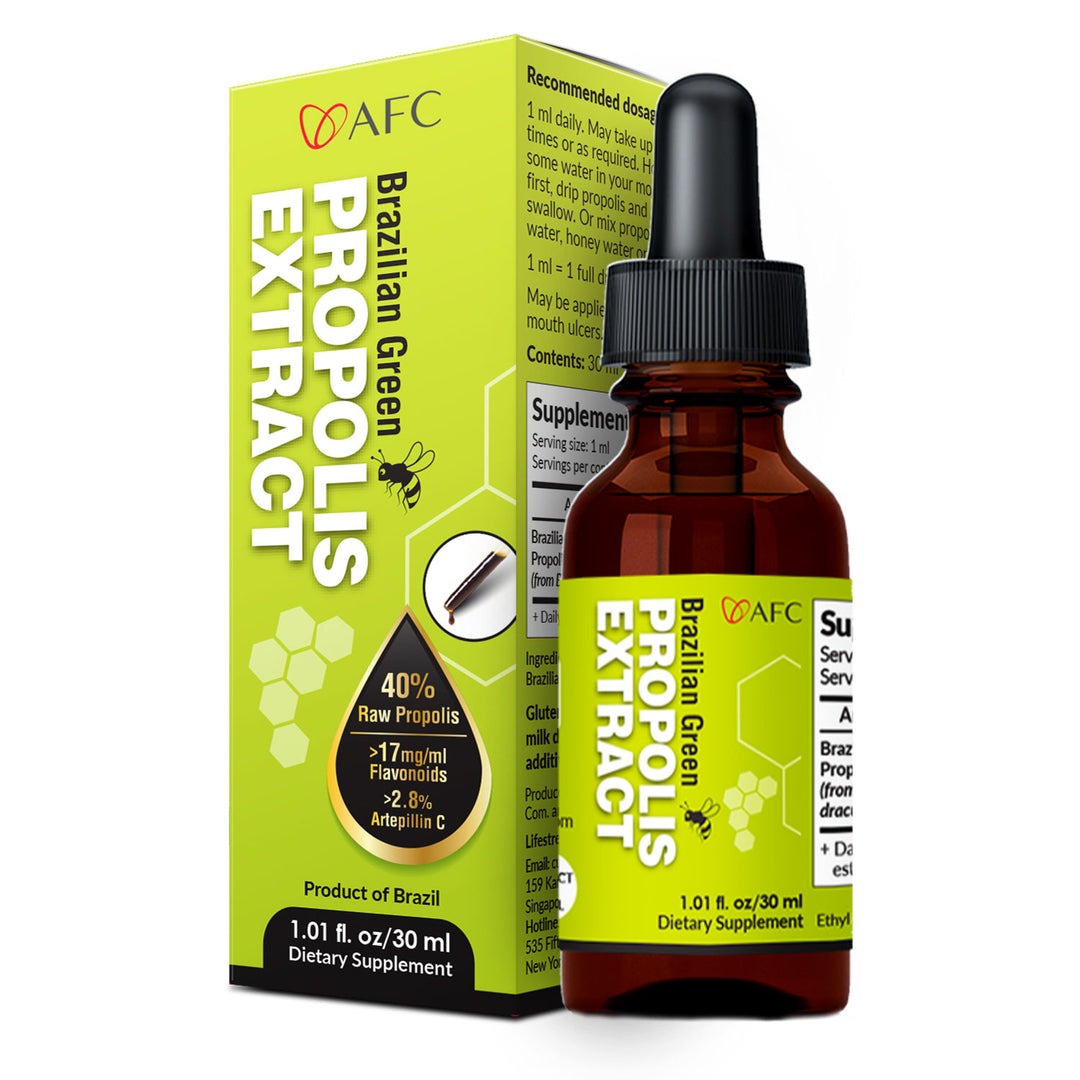 AFC Japan Brazilian Green Propolis Extract – Highest Artepilin C (>2.8%) & Flavonoids (>17mg/ml), Premium Quality, for Immune Booster, Tincture - Lifestream Group US