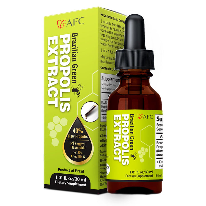 AFC Japan Brazilian Green Propolis Extract – Highest Artepilin C (>2.8%) &amp; Flavonoids (>17mg/ml), Premium Quality, for Immune Booster, Tincture - Lifestream Group US