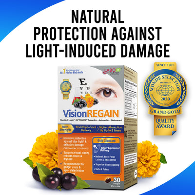LABO Nutrition VisionREGAIN - 20mg FloraGLO Lutein, zeaxanthin, Superba Krill, AstaReal Astaxantin, Supports Eye Health, for Blue Light Protection - Lifestream Group US