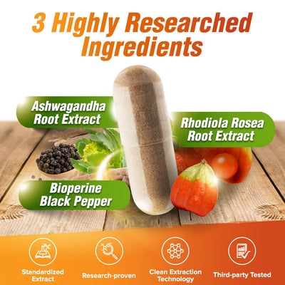 LABO Nutrition AdaptWell Ashwagandha & Rhodiola Rosea Extract - Reduce Stress Calm Mood