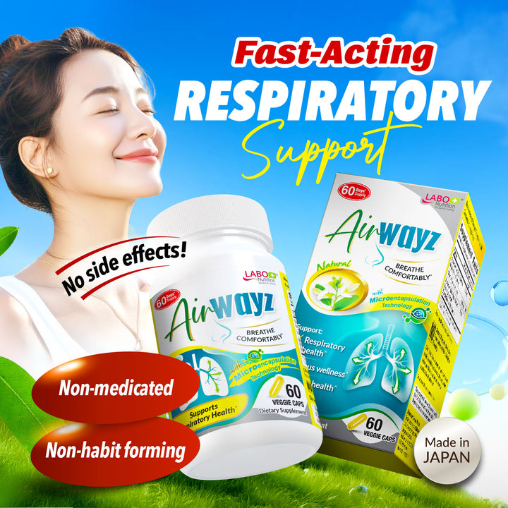 LABO Nutrition Airwayz for Sinus Throat Lung Respiratory Immune Brain Health Targeting Congestion Allergy Energy - Lifestream Group US