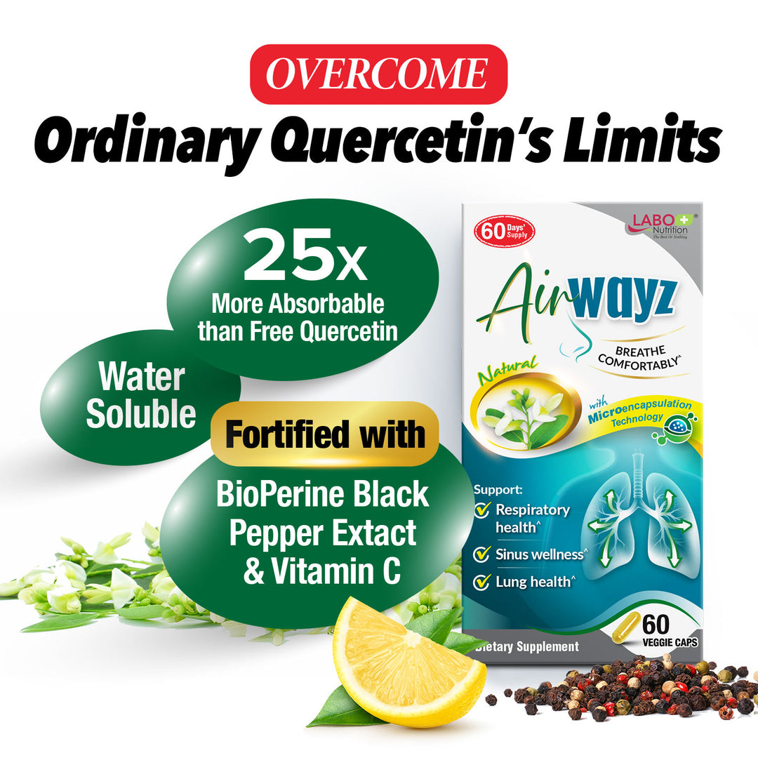 LABO Nutrition Airwayz for Sinus Throat Lung Respiratory Immune Brain Health Targeting Congestion Allergy Energy - Lifestream Group US