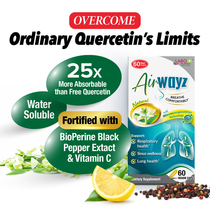 LABO Nutrition Airwayz for Sinus Throat Lung Respiratory Immune Brain Health Targeting Congestion Allergy Energy - Lifestream Group US