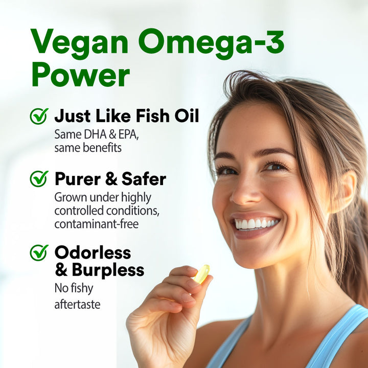 LABO OmaxPure Vegan Omega-3 Algae Oil, IAOS-Certified Algae Oil As Good As Fish Oil High DHA EPA for Heart Eye Brain Joint Health - Lifestream Group US