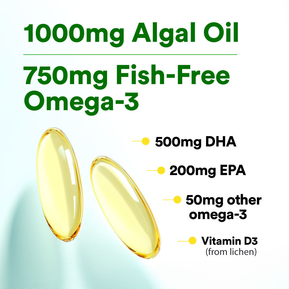 LABO OmaxPure Vegan Omega-3 Algae Oil, IAOS-Certified Algae Oil As Good As Fish Oil High DHA EPA for Heart Eye Brain Joint Health - Lifestream Group US