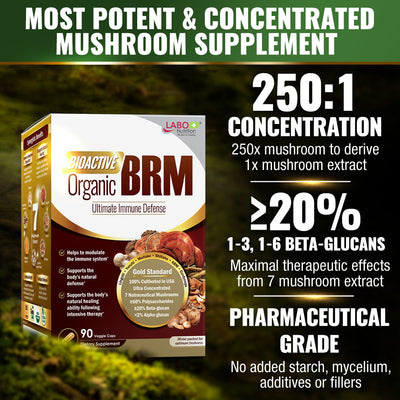 LABO Bioactive Organic BRM + 7 Mushroom Extracts-Advance Immune Health, Body Natural Healing - Lifestream Group US