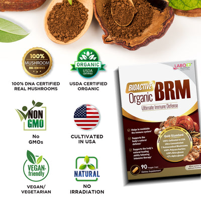 LABO Bioactive Organic BRM + 7 Mushroom Extracts-Advance Immune Health, Body Natural Healing - Lifestream Group US