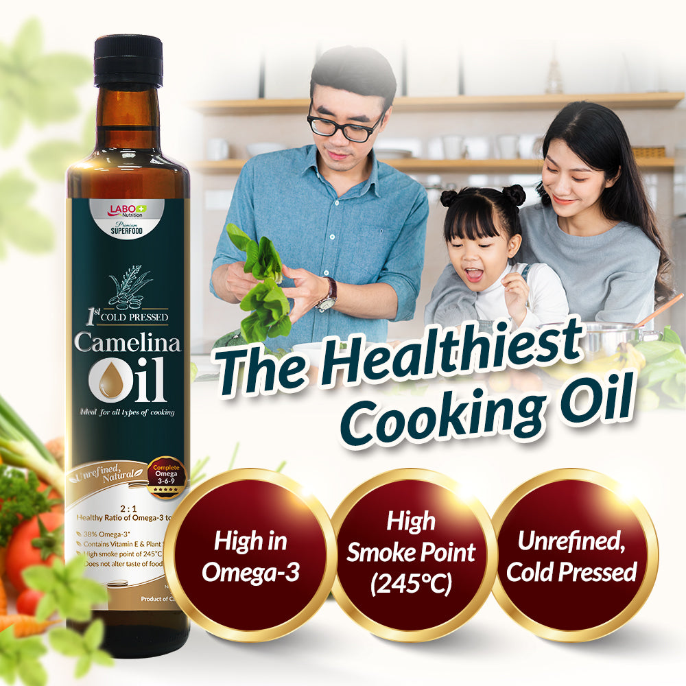 LABO Nutrition Camelina Oil—Unrefined Cold Pressed Natural Cooking Oil - Lifestream Group US