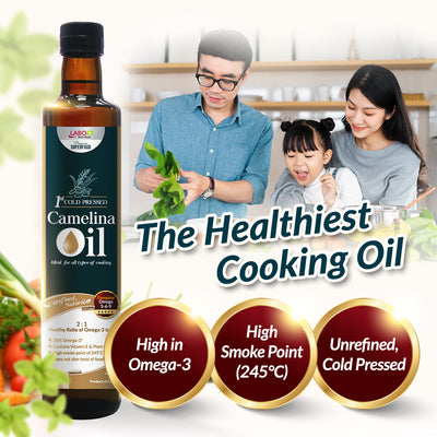 LABO Nutrition Camelina Oil—Unrefined Cold Pressed Natural Cooking Oil - Lifestream Group US