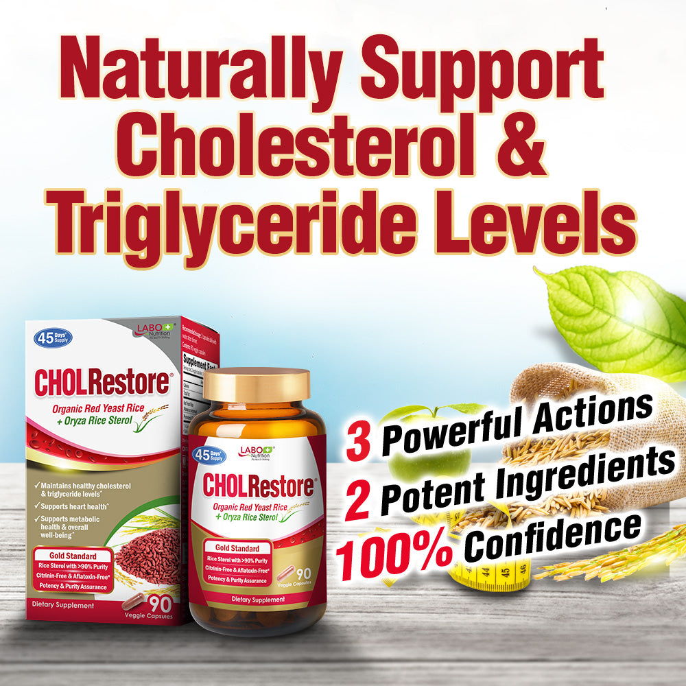 LABO Nutrition CHOLRestore Red Yeast Rice - Cholesterol Triglyceride Blood Lipid Heart Health - Lifestream Group US