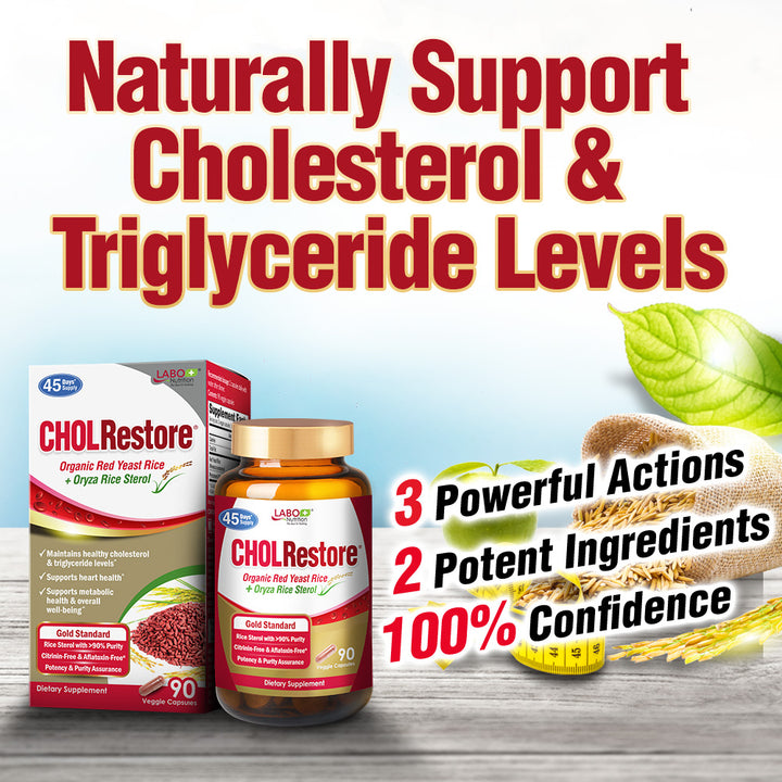LABO Nutrition CHOLRestore Red Yeast Rice - Cholesterol Triglyceride Blood Lipid Heart Health - Lifestream Group US