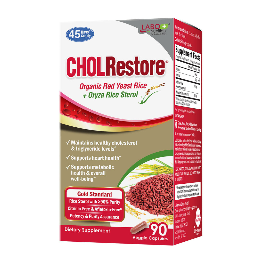 LABO Nutrition CHOLRestore Red Yeast Rice - Cholesterol Triglyceride Blood Lipid Heart Health - Lifestream Group US