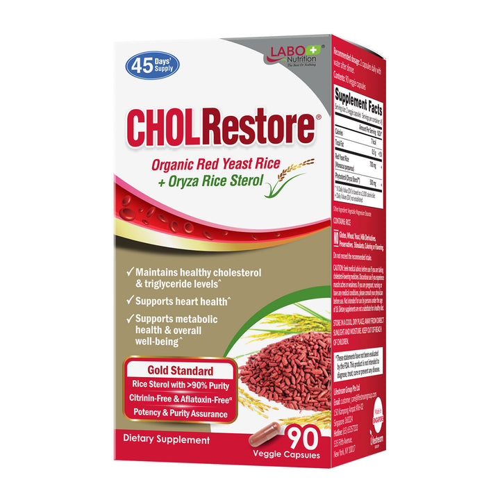 LABO Nutrition CHOLRestore Red Yeast Rice - Cholesterol Triglyceride Blood Lipid Heart Health - Lifestream Group US