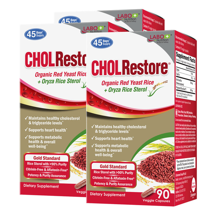 LABO Nutrition CHOLRestore – Red Yeast Rice with Phytosterol Health Supplement, Supports Healthy Cholesterol Levels &amp; Cardiovascular System, Citrinin &amp; Aflatoxin Free - Lifestream Group US