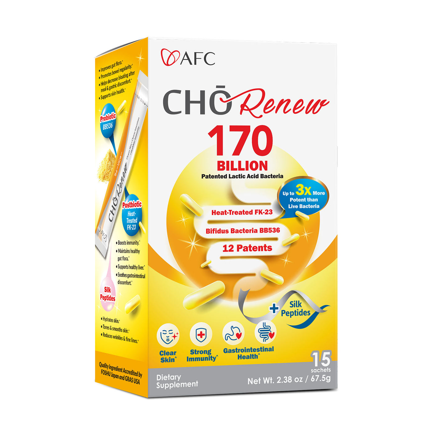 AFC 日本 Cho Renew纤畅整肠素 - 1700 亿专利益生菌 蚕丝肽 - 净肤祛痘，洁净肠道及免疫健康