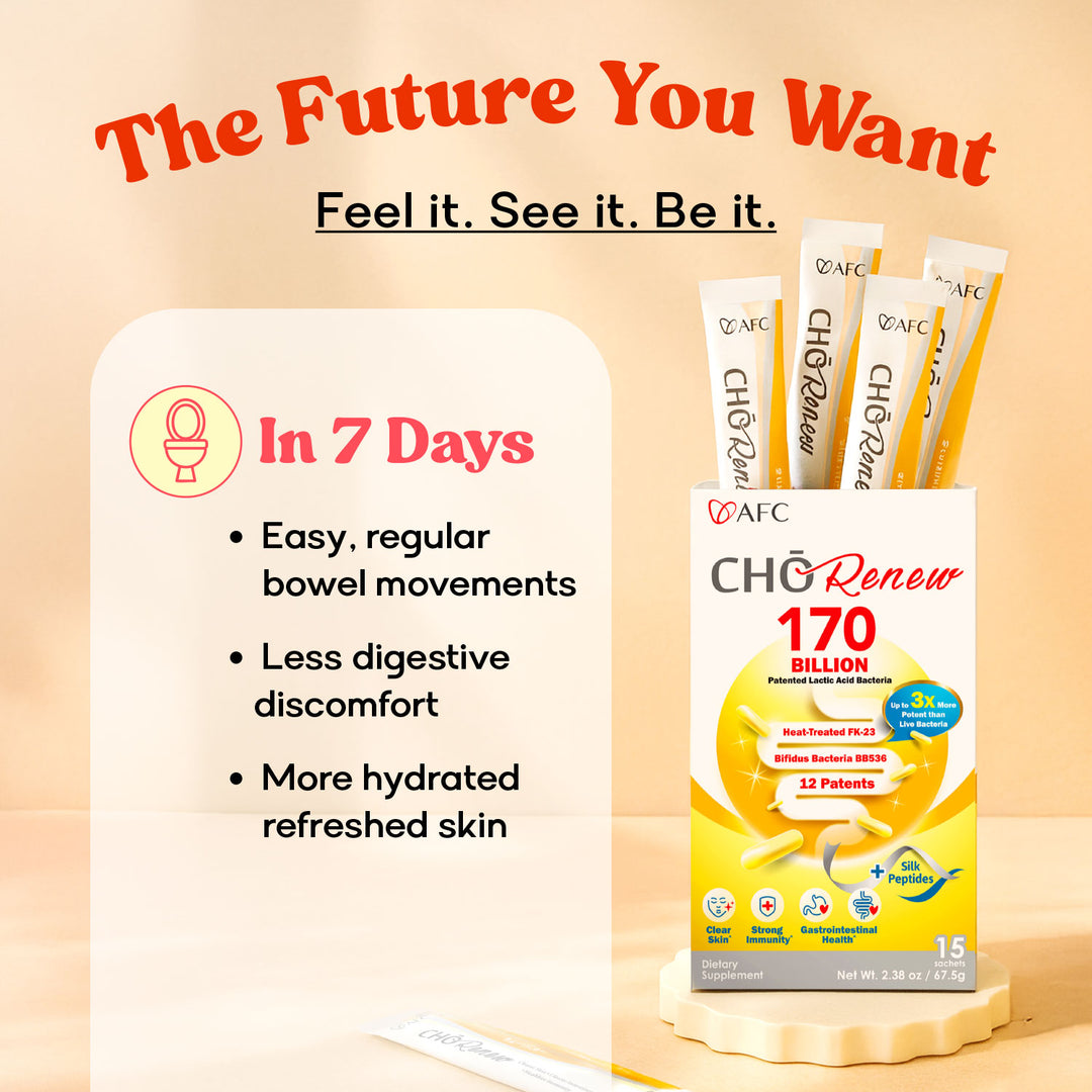 AFC Cho Renew 170 Billion Live Probiotics Silk Peptide Fiber—Clear Skin, Gut &amp; Immune Health - Lifestream Group US