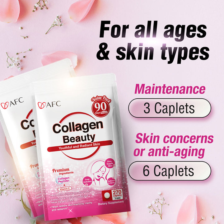 AFC Collagen Beauty (Porcine) - Radiant Skin Complexion - Brighten Hydrate Anti-aging &amp; Lessen Wrinkles - Lifestream Group US