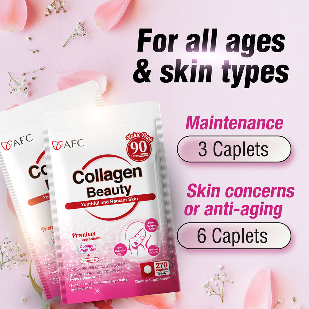 AFC Collagen Beauty (Porcine) - Radiant Skin Complexion - Brighten Hydrate Anti-aging & Lessen Wrinkles - Lifestream Group US