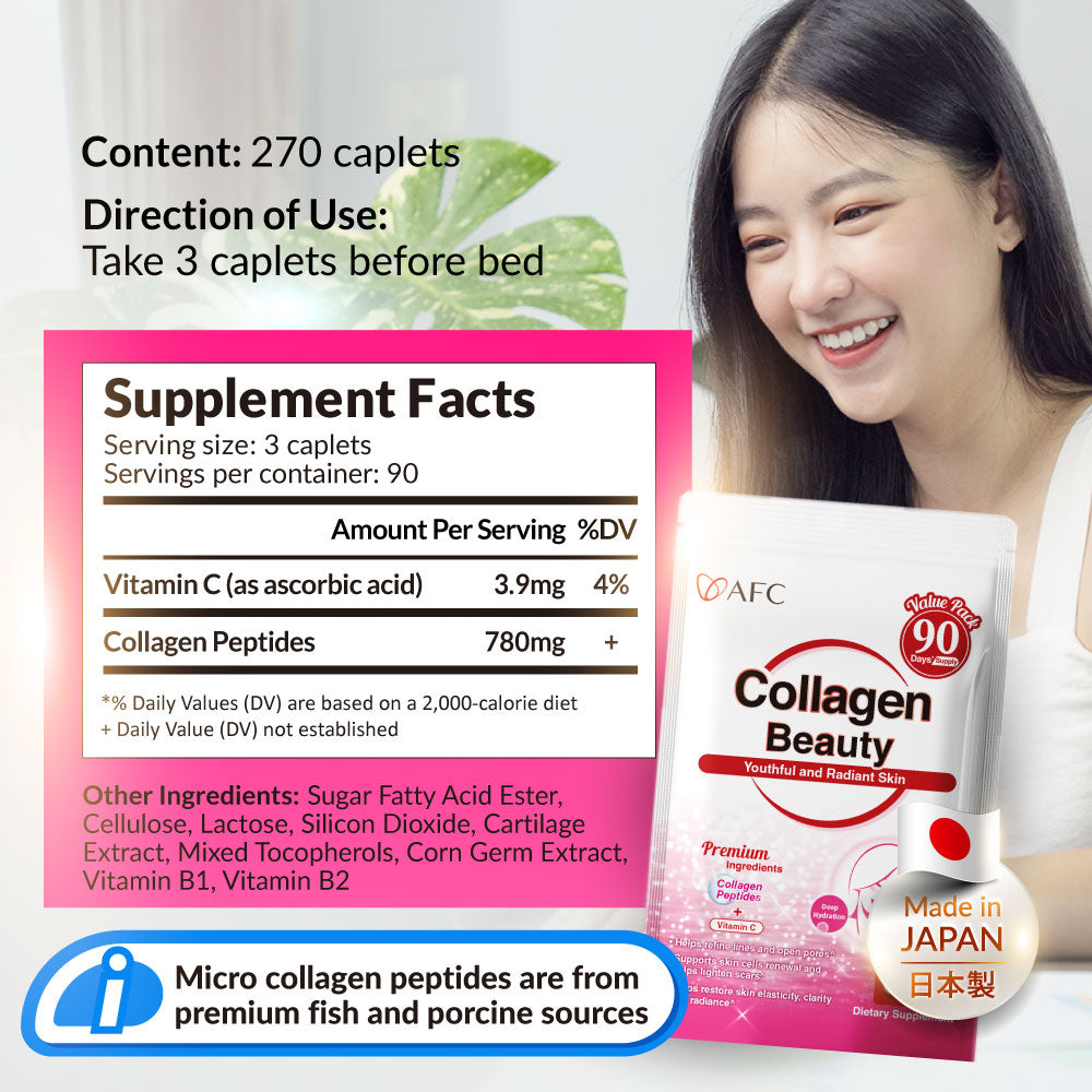 AFC Collagen Beauty (Porcine) - Radiant Skin Complexion - Brighten Hydrate Anti-aging & Lessen Wrinkles