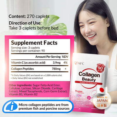 AFC Collagen Beauty (Porcine) - Radiant Skin Complexion - Brighten Hydrate Anti-aging & Lessen Wrinkles - Lifestream Group US